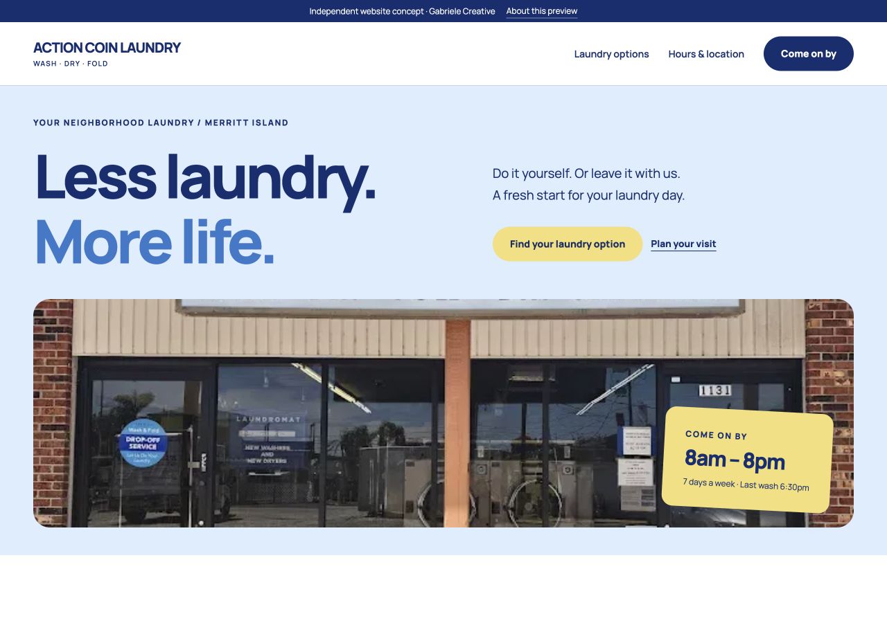 Website design example for Action Coin Laundry