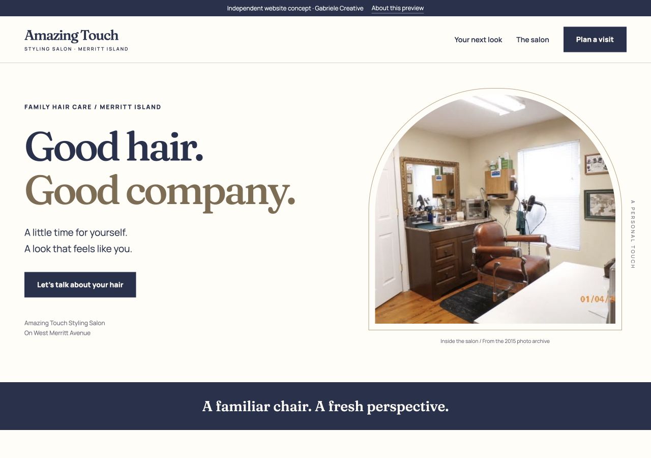 Website design example for Amazing Touch Styling Salon
