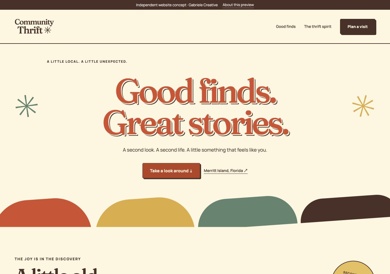 Website design example for Community Thrift