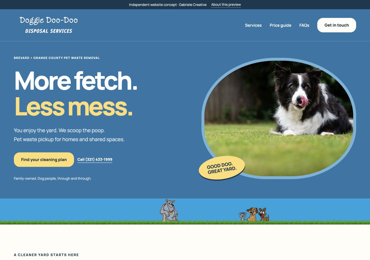 Website design example for Doggie Doo-Doo