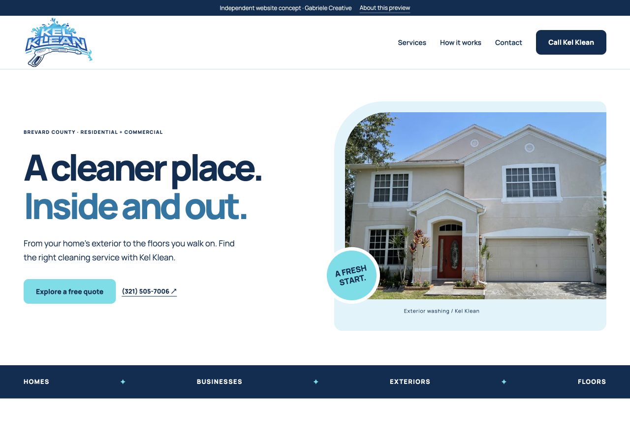 Website design example for Kel Klean