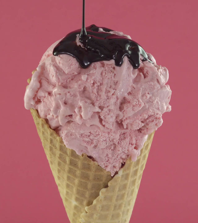 Ice cream cone with chocolate sauce, from the shop’s website